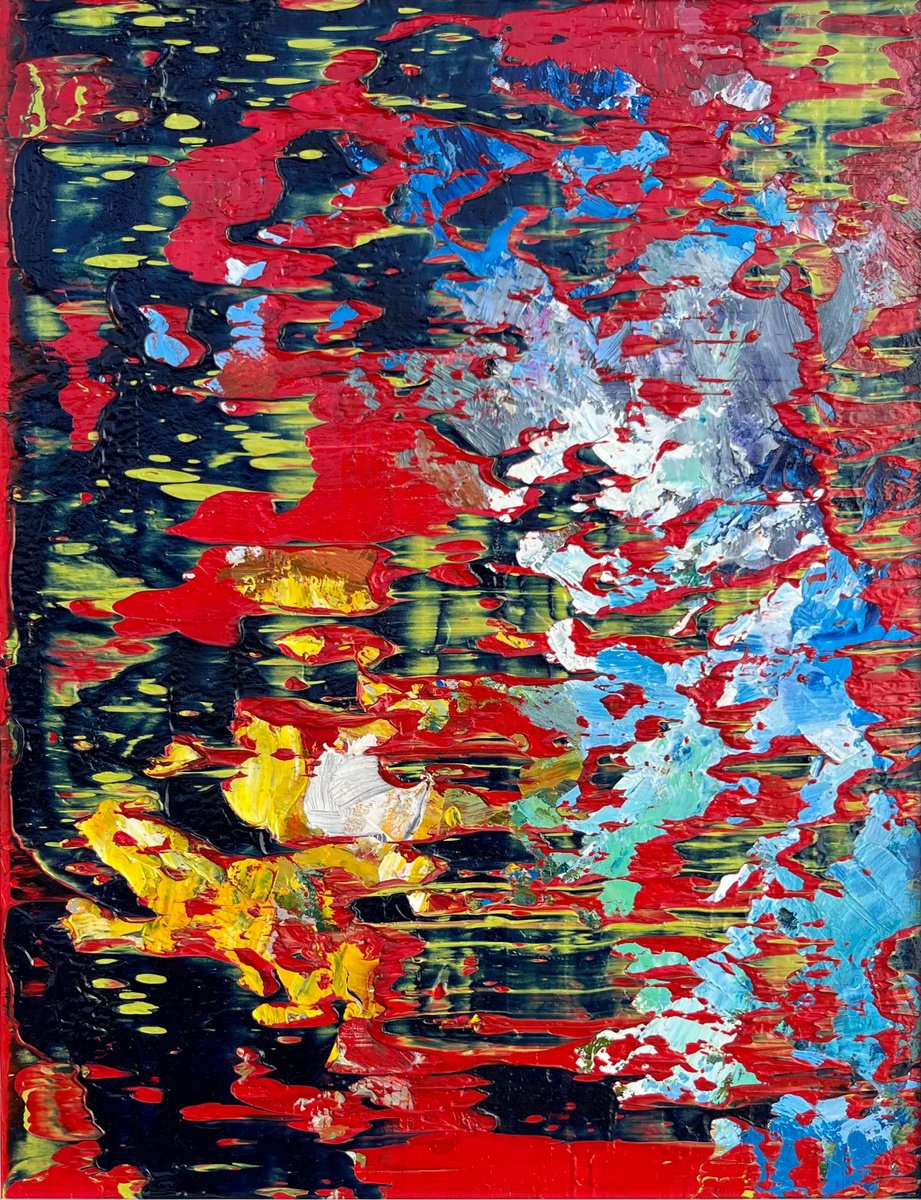 Abstract Oil Painting By Svitlana Andriichenko, 16 X 20", Flame Current Chronicles, Original Artwork