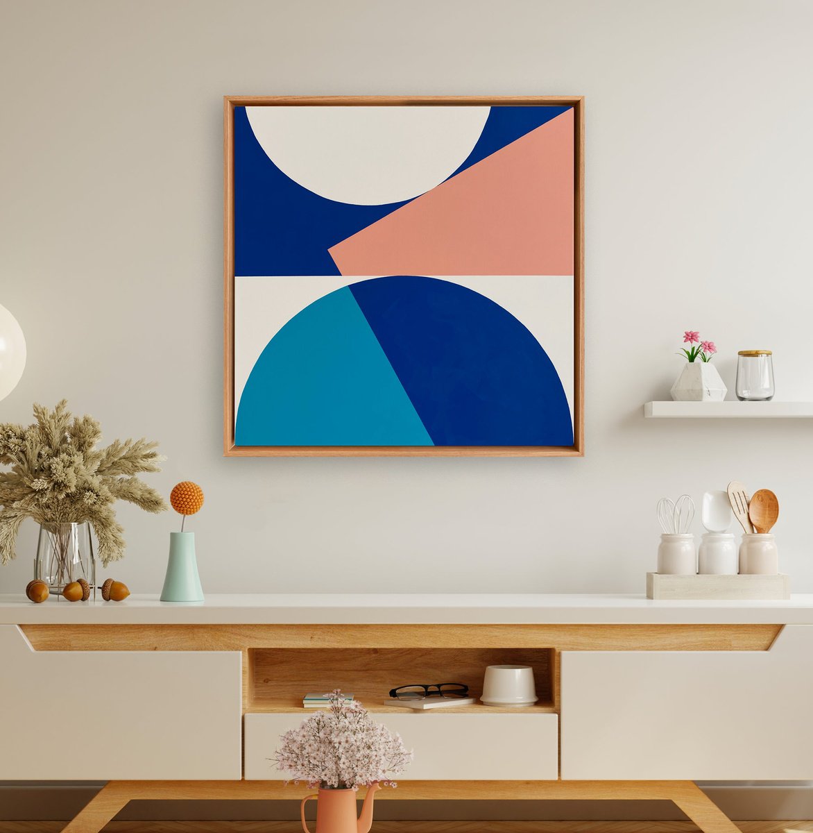 Geometric Abstract Acrylic Painting By Liam Roberts, 25 X 25", Vista, Original Artwork