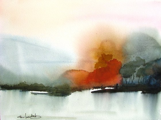 Cottonwood Mist - Original Watercolor Painting