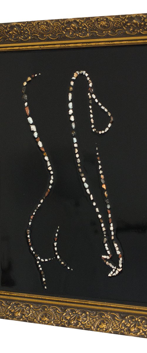 "Prejudice" (46x36x3 cm) - Unique stones artwork in epoxy framed (abstract, figurative, epoxy, stones, original, resin, frame, wood,  painting) by Rouzbeh Tahmassian