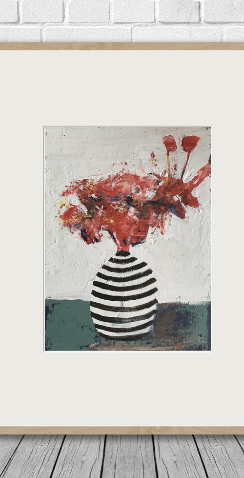 Flowers and Striped Vase #3 by Nick Molloy