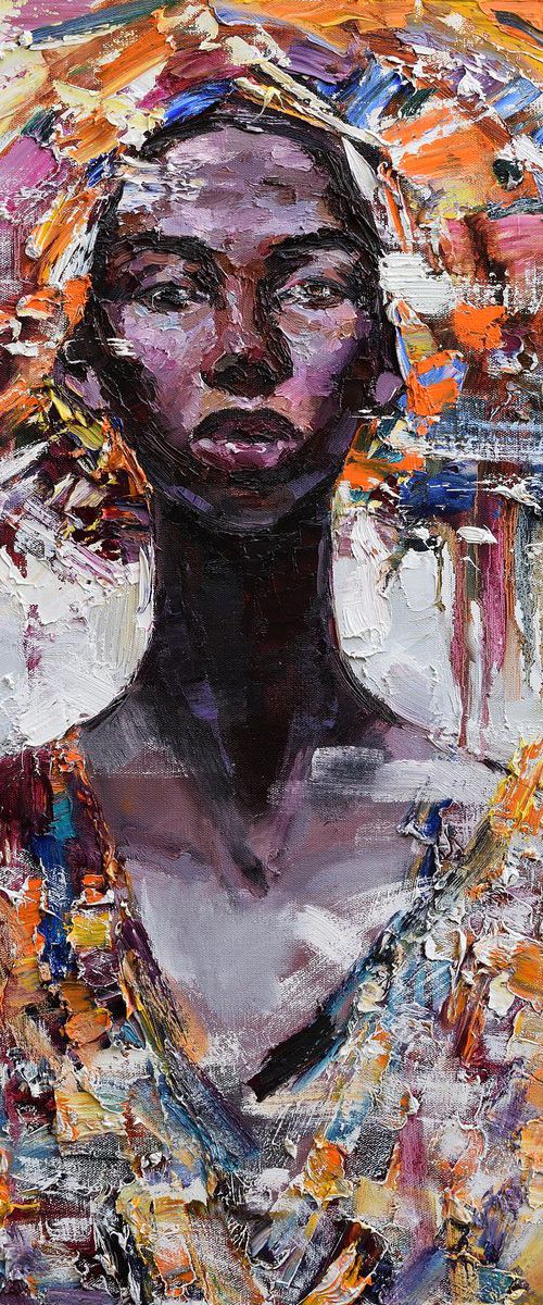 African Queen portrait painting #3 - Original oil painting by Anastasiia Valiulina