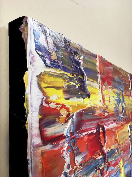 "Go With The Flow" - FREE WORLDWIDE SHIPPING - Original PMS Abstract Oil Painting On Canvas - 36" x 18"