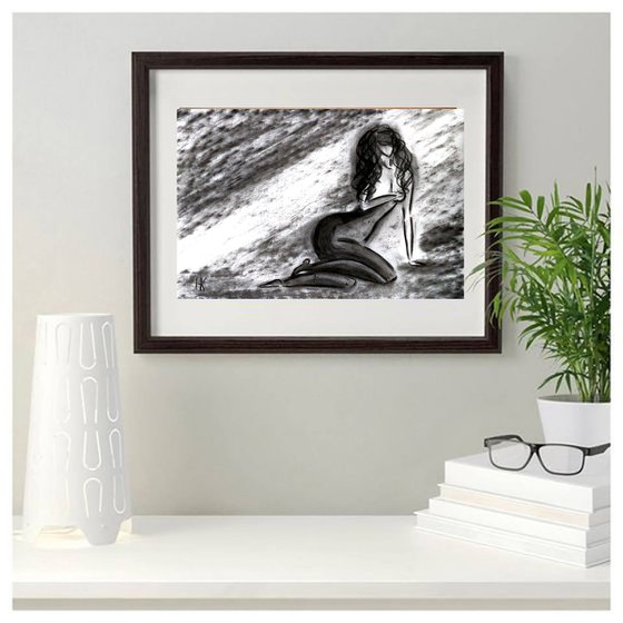 Woman Nude Charcoal art