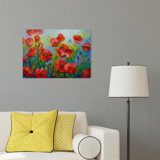 Poppies and butterflies