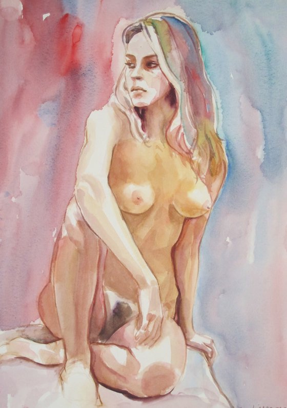 seated female nude