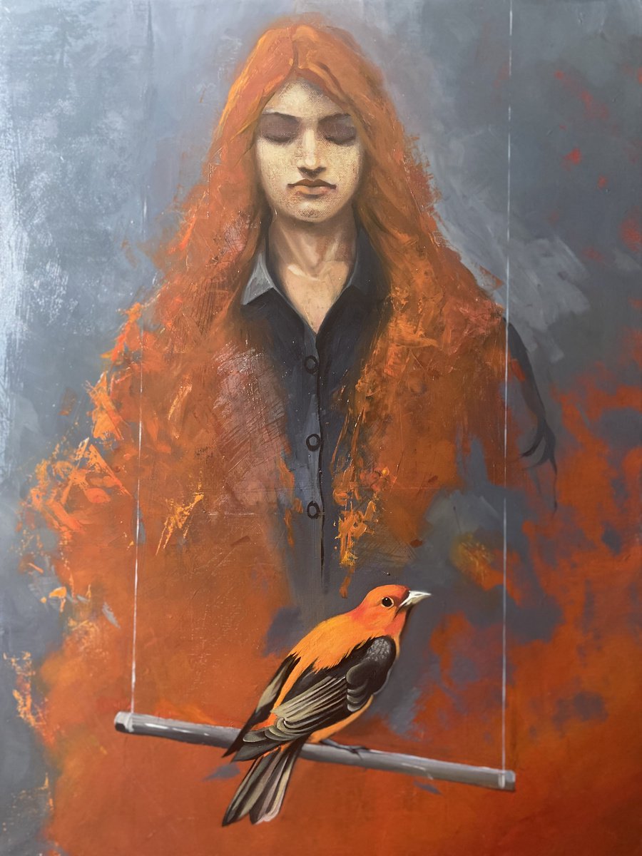 Photorealistic Portrait Oil Painting By Ara Gasparian, 20 X 28, Dialogue, Original Artwork