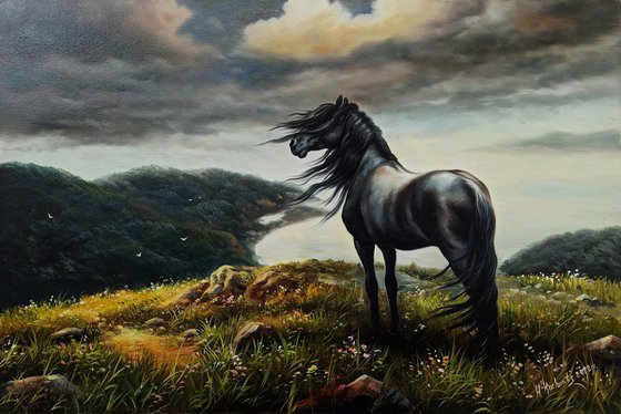 The horse (60x90cm, oil painting, ready to hang)