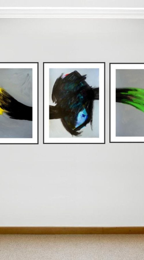 flamme  / Triptych : 35,43 x 15,75 in (90 x 40 cm) by Pierre-Yves Beltran