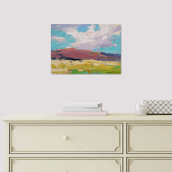 Sunny day among the mountains  | Original oil painting