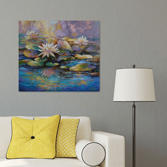 Waterlilies Pond - large Original oil Painting on Canvas