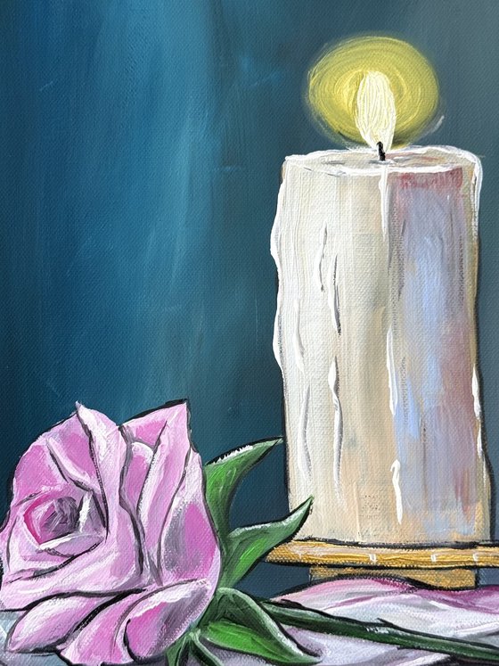 Candle With Rose