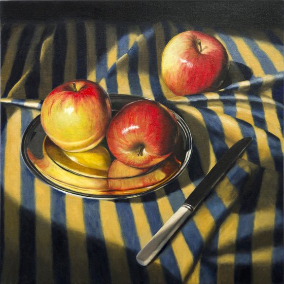 Apples on Striped Cloth