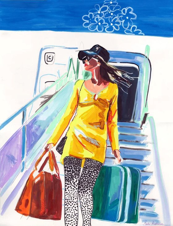 Woman on Escalator
