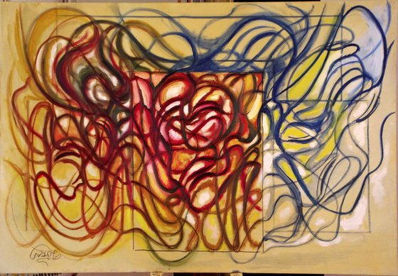 DIVERSITY - Dynamical Abstract - Illusionistic figures - Face combination - Big size Oil on canvas (116×80cm)