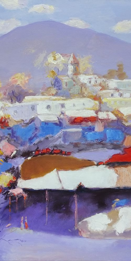 Village landscape(60x70cm, oil paintin, ready to hang) by Sergey Xachatryan