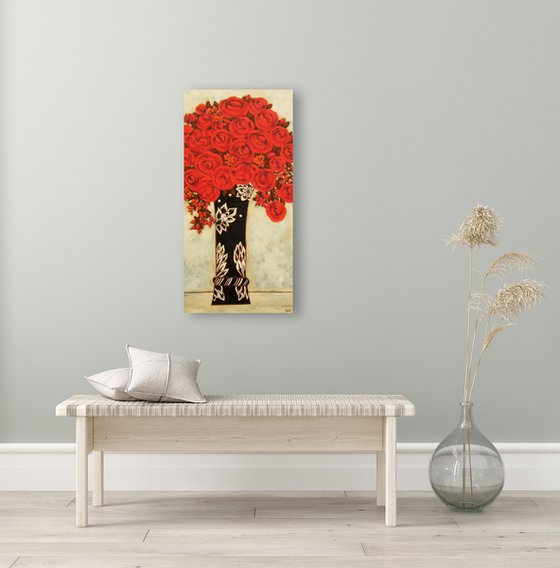 Red Roses with Viennese Vase