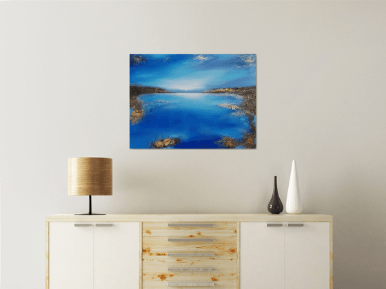 A large original modern semi-abstract seascape painting "Depth of the sea"