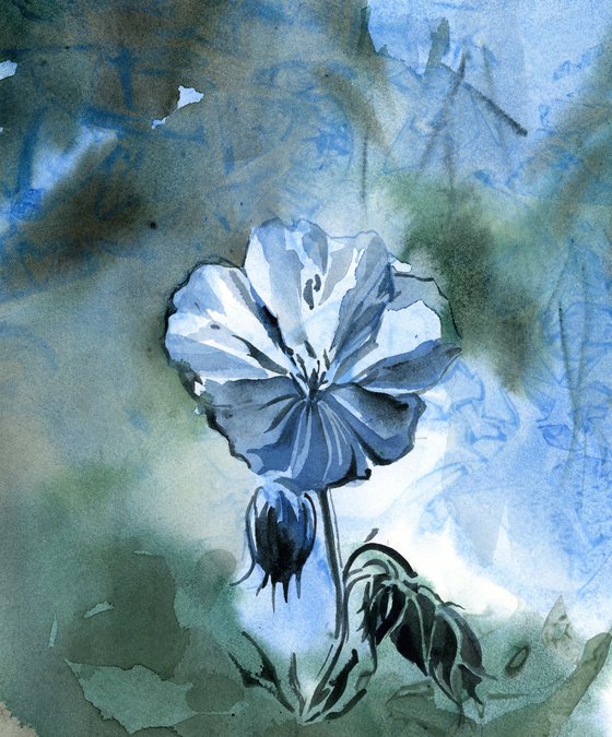 blue geranium watercolor floral