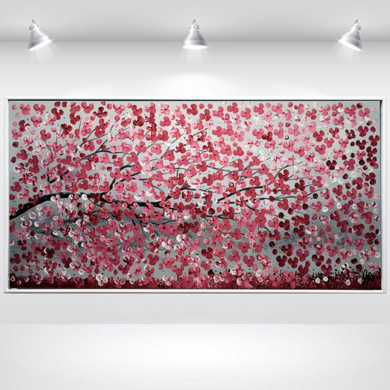 Falling Reds - Abstract - Acrylic Painting - Framed Painting - Wall Art - Flower Painting - Ready to Hang