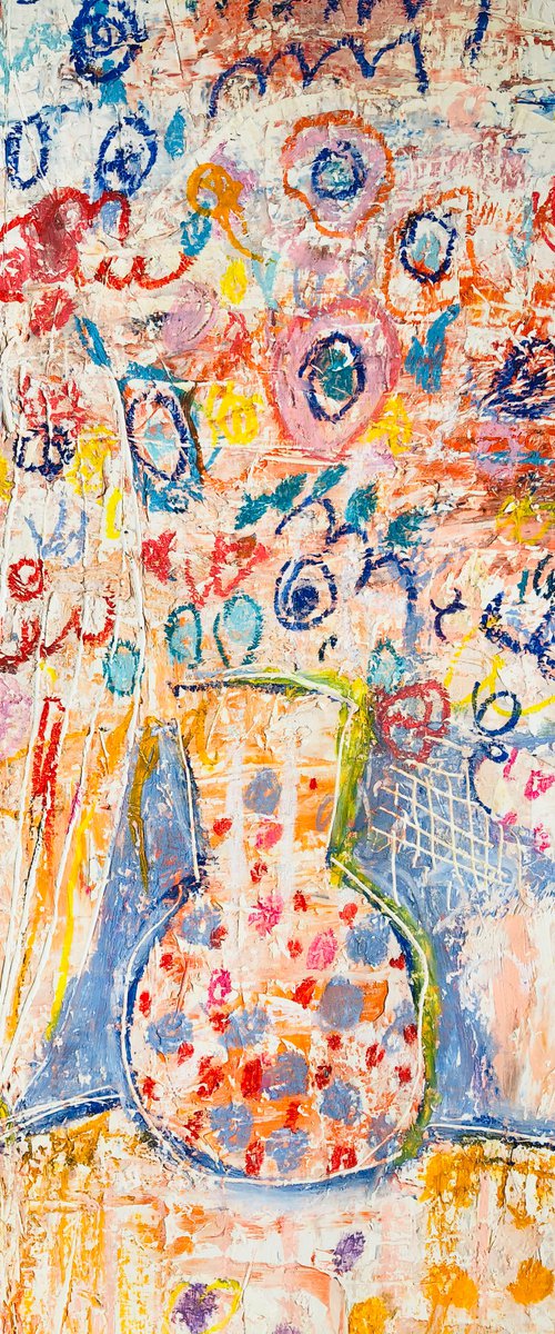 Cheerful still life with flower vase by Ilaria Dessí