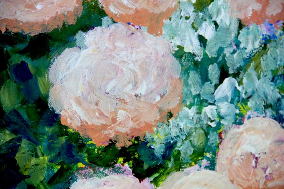 royal delicate pink roses impressionist  painting