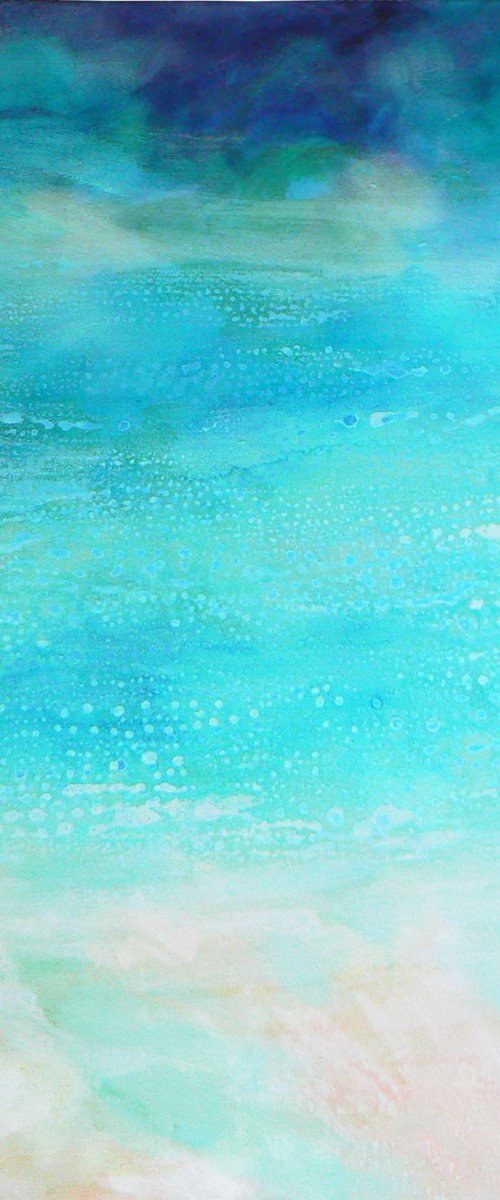 Ocean  (Semi abstract in turquoise and blues, water, seaside, waves) by Carolynne Coulson