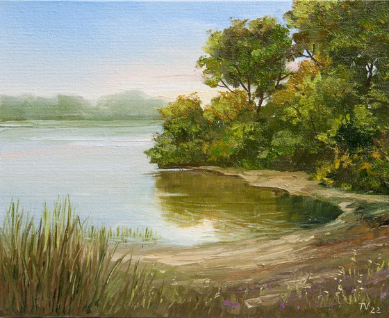 River landscape. Oil painting. 8 x 10in.