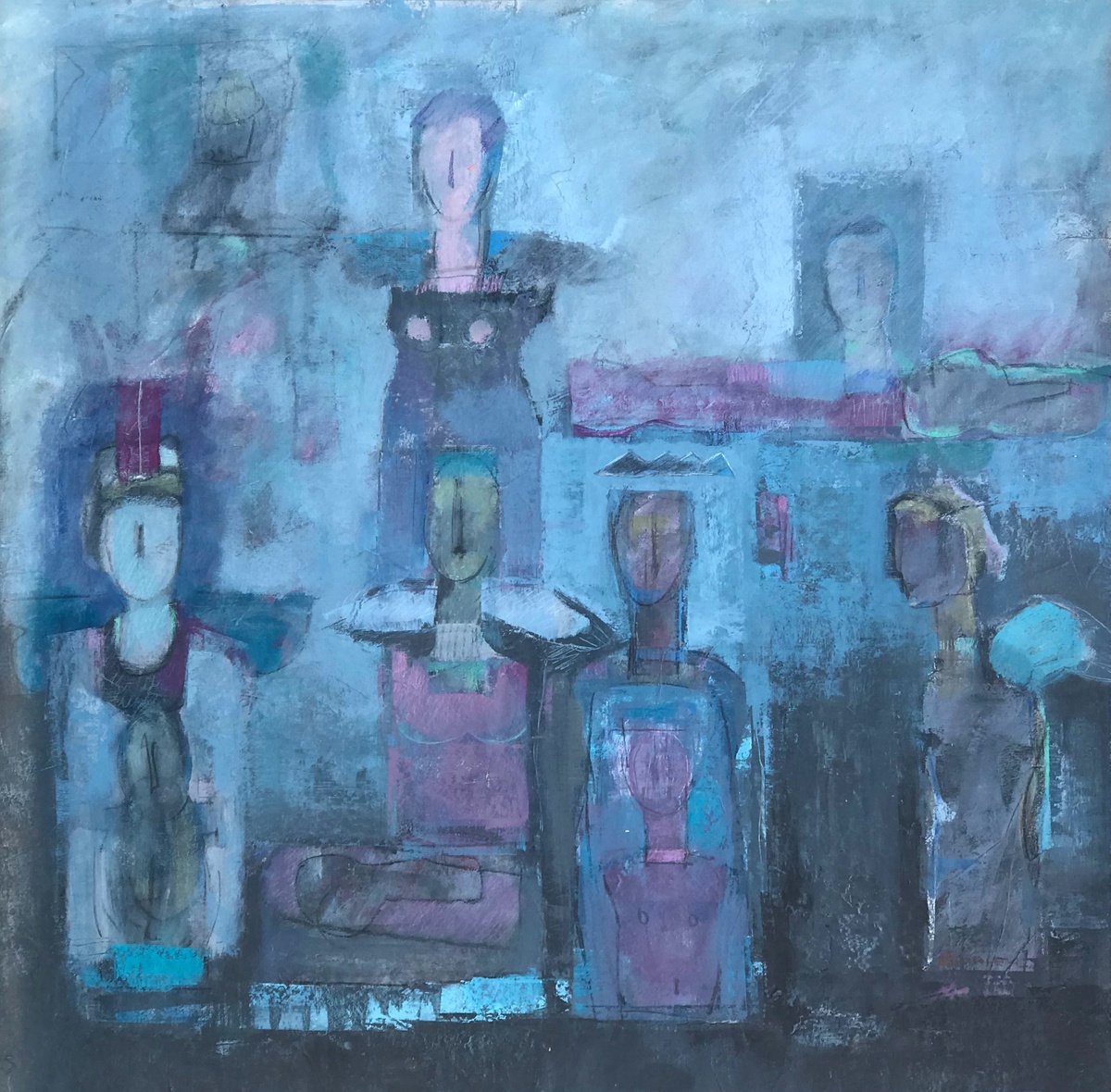 Expressive Painting , Gente Di Mare By Marcello Carrozzini, 31 X 31, Artwork For Sale On Artfinder