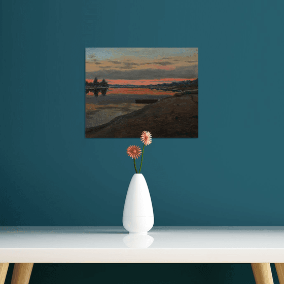 At The Silent Bank - sunset painting