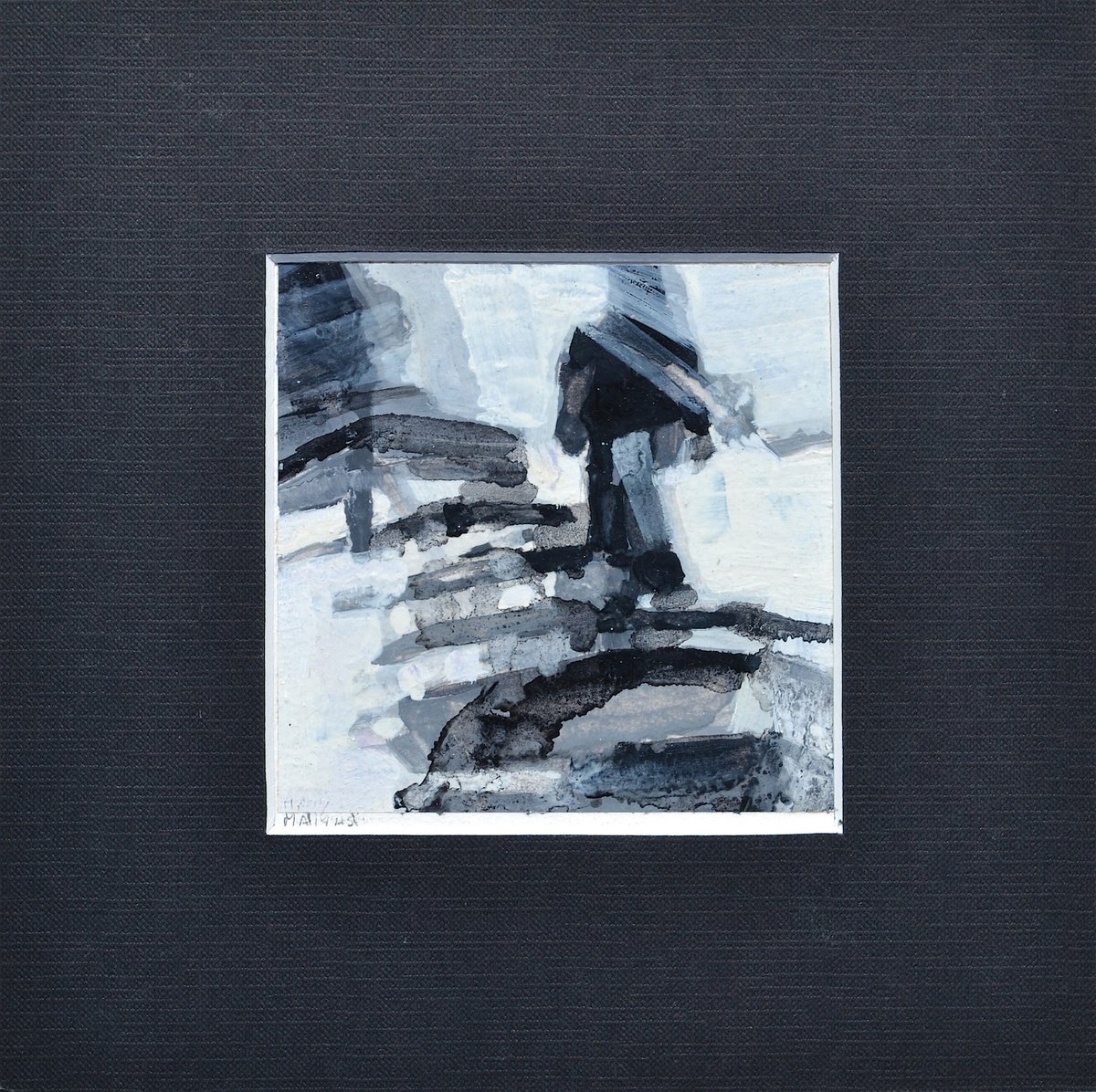 Abstract Portrait Oil Painting By Melinda Matyas, 8 X 8", Stairs Ii, Original Artwork