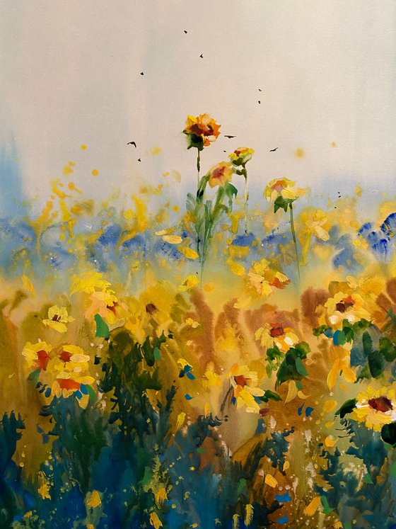 Sold Watercolor “Sun flowers” perfect gift