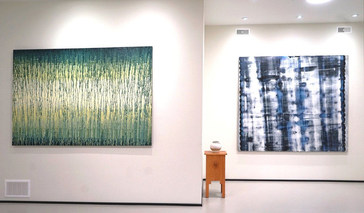 Organic Abstract Acrylic Painting By Heidi Thompson, 84 X 56, Grey Green Veils Over Light, Original Artwork