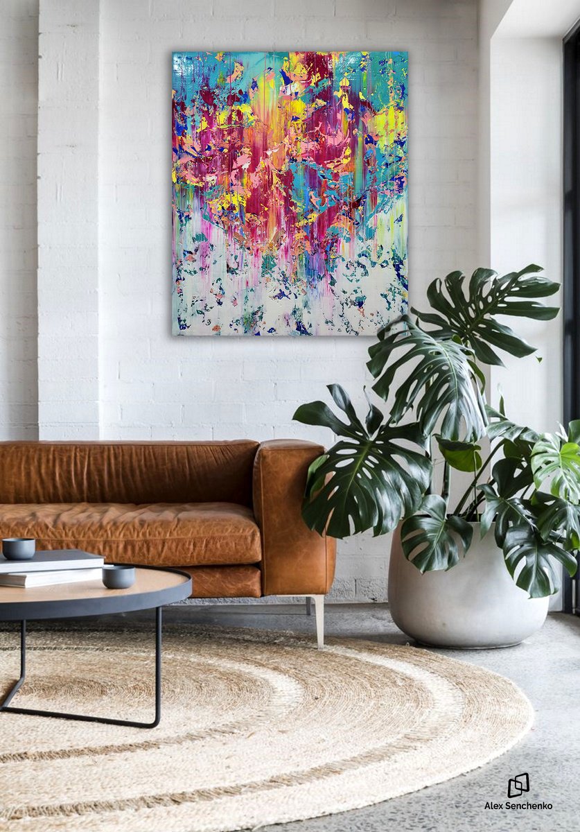 Abstract Acrylic Painting By Alex Senchenko, 39 X 47, Abstract 23105, Original Artwork