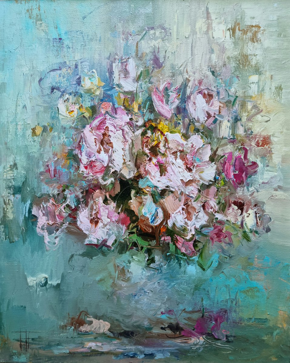 Impressionistic Botanical Oil Painting By Hennadii Penskyi, 14 X 18, Crystal Silence, Original Artwork