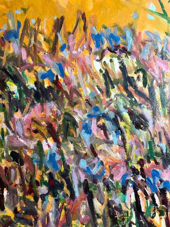 Sunset garden. Original abstract painting