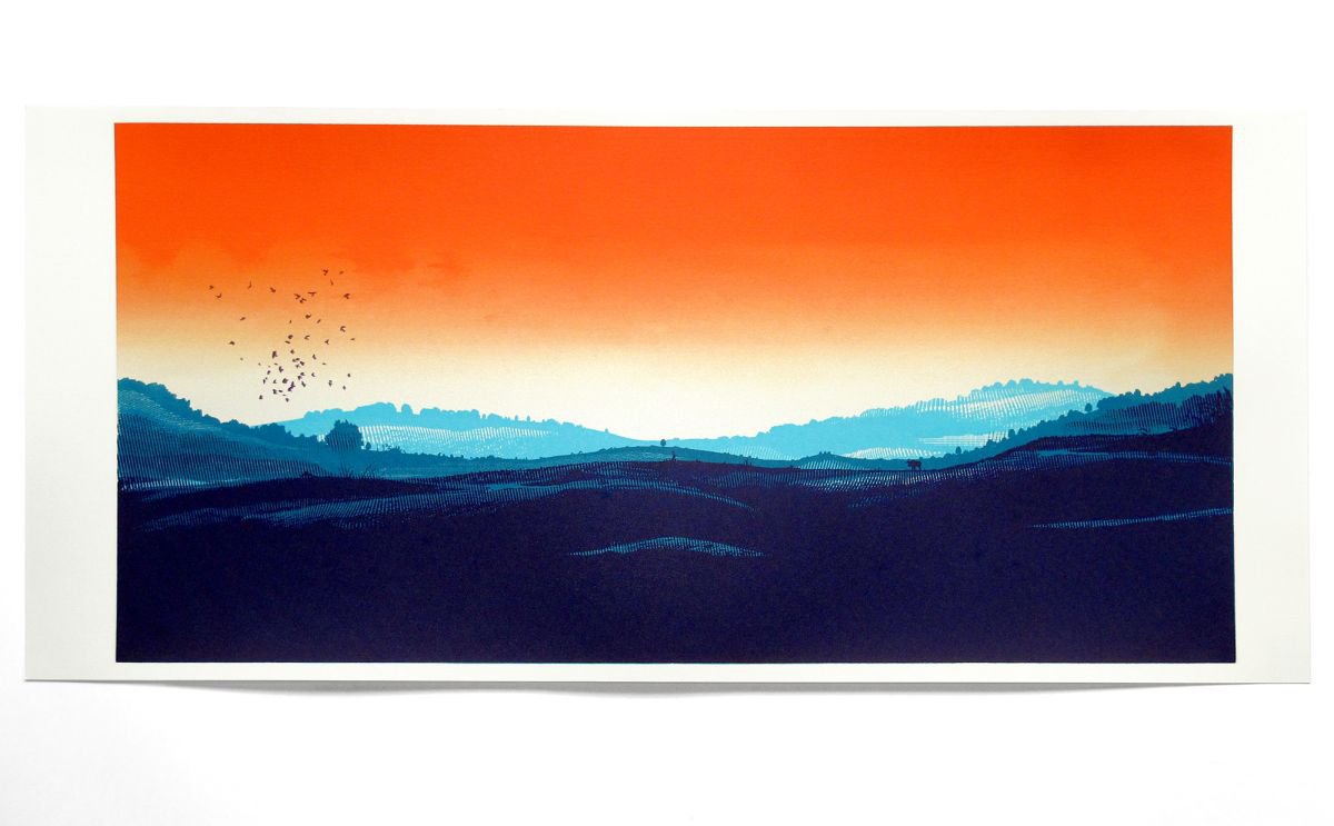 Silver Sunset Screenprint by Chris Keegan Artfinder