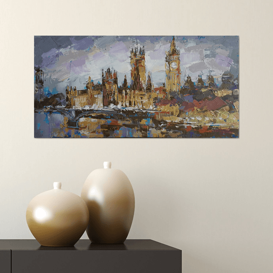 UK London -  landscape city scene painting