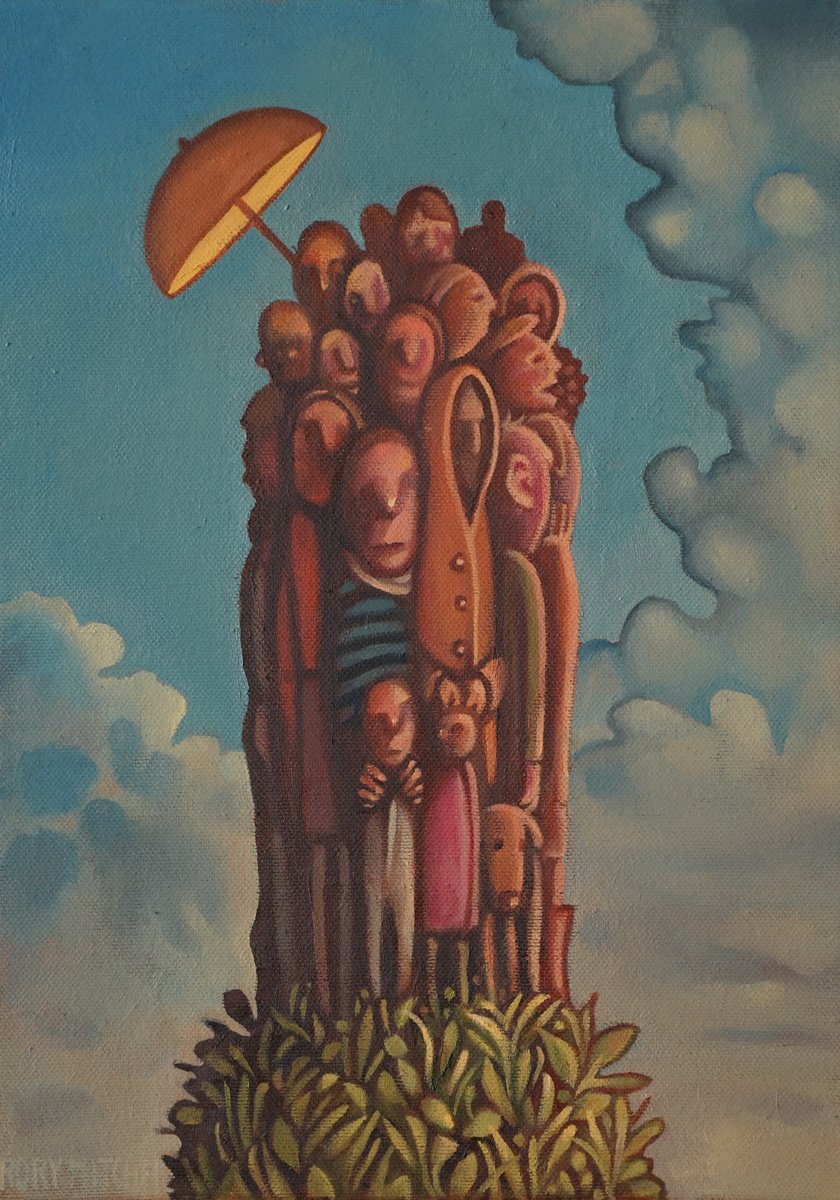 Naive Portrait Oil Painting By Rory Mitchell, 9 X 13", The Knoll, Original Artwork