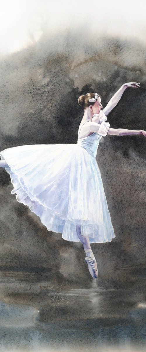Ballerina Arabesque ballet by Olga Beliaeva Watercolour