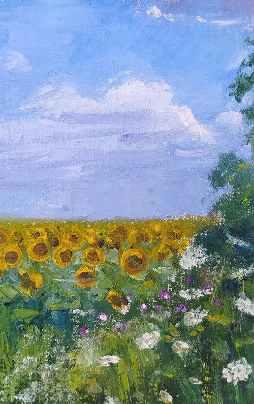 Landscape with sunflowers by Valentina Andrukhova