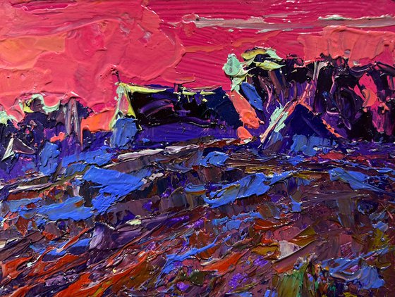 Crimson evening by the river