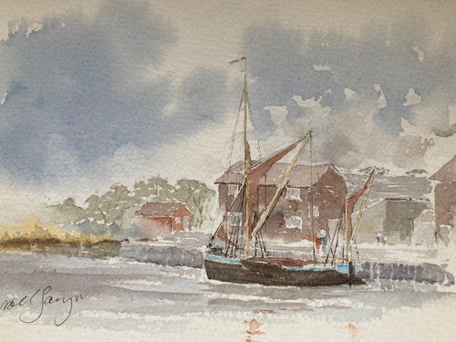 Thames Barge 'Cygnet' at Snape Maltings by Noel Sawyer