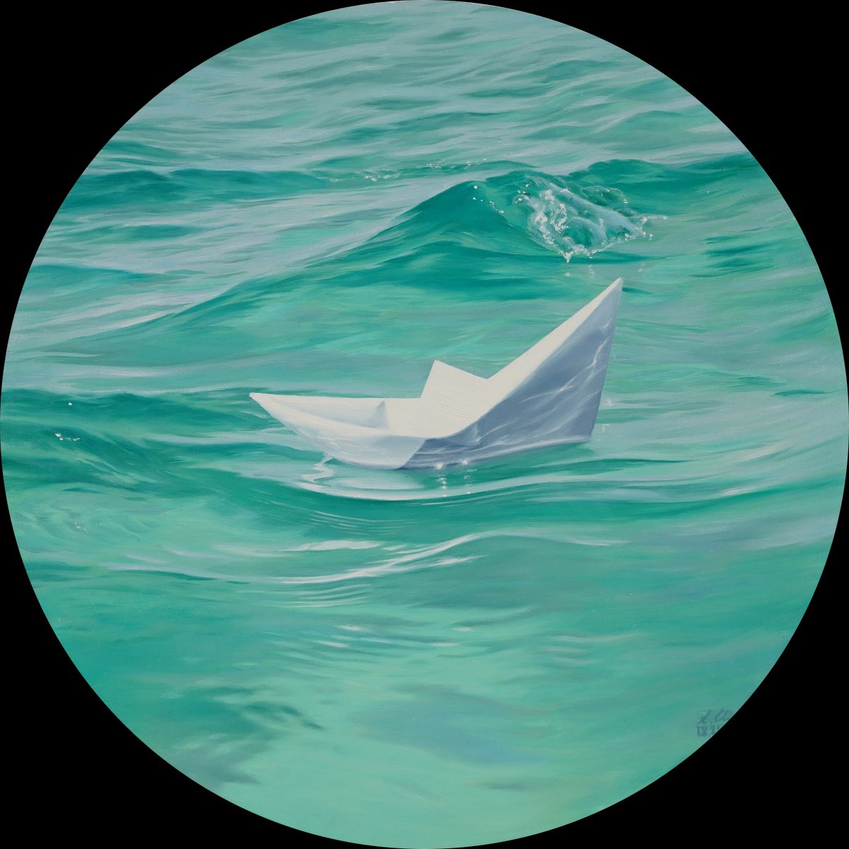 Photorealistic Landscape Oil Painting By Alina Hubarenko, 20 X 20, On The High Seas, Original Artwork