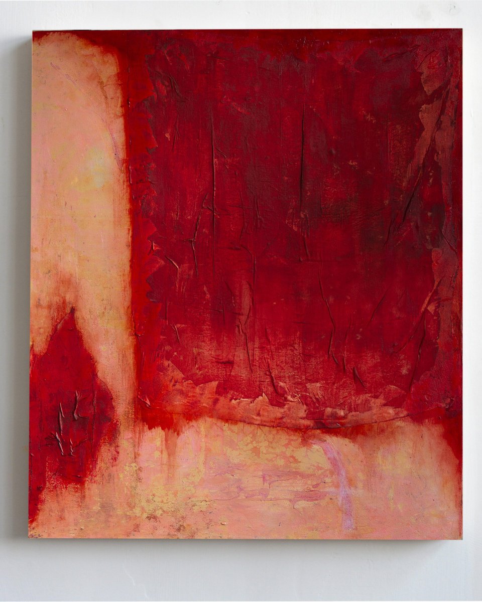 Organic Abstract Oil Painting By Bohdan Katolyk, 24 X 28, Crimson Peak, Original Artwork