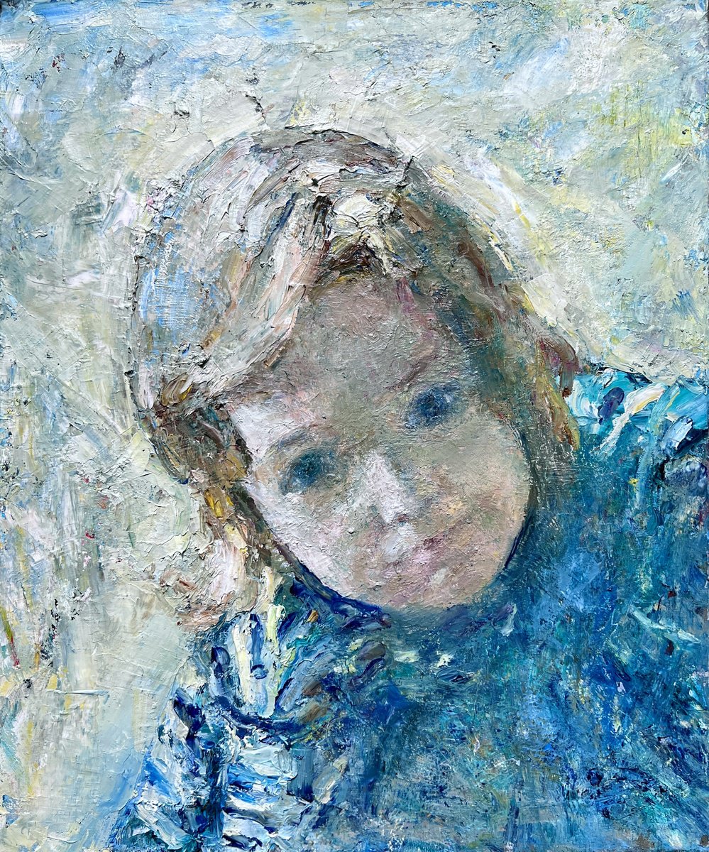 Expressive Portrait Oil Painting By Zakhar Shevchuk, 20 X 24", Portrait Of A Boy, Original Artwork