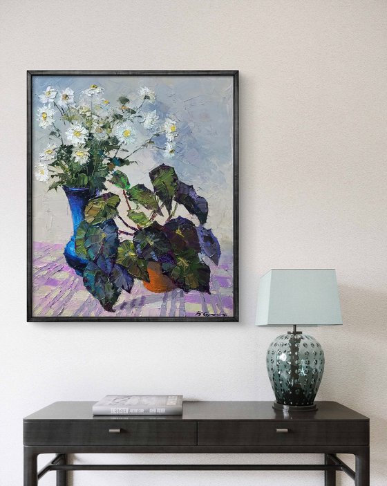 Still Life with Begonia and Daisies