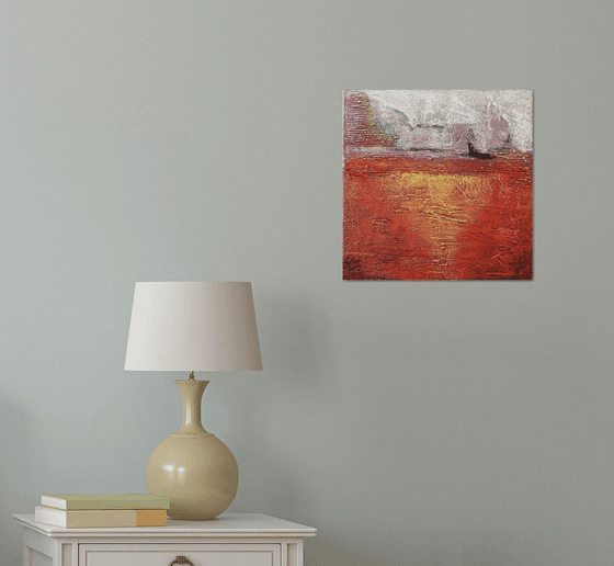Sunset (35x35cm size, texture, Modern art )