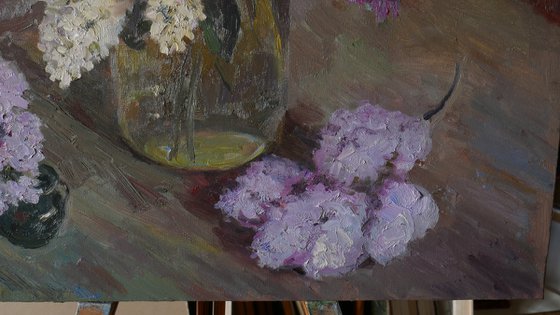 The Night Lilacs - Lilac painting