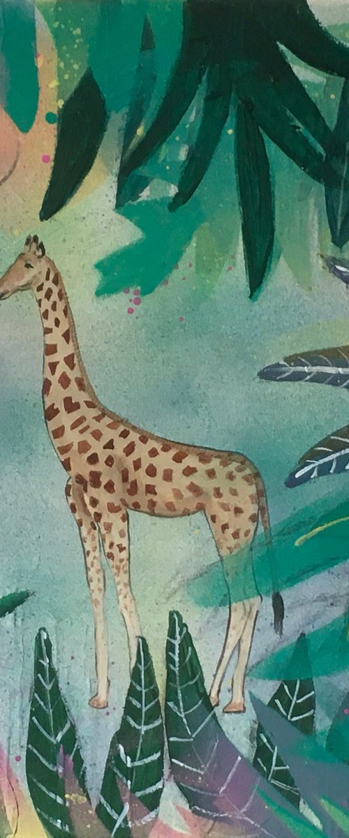 Giraffe in jungle by Chihiro Kinjo